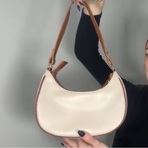New Crescent Shoulder Bag Crossbody Purse Vegan Leather Zippered Handbag